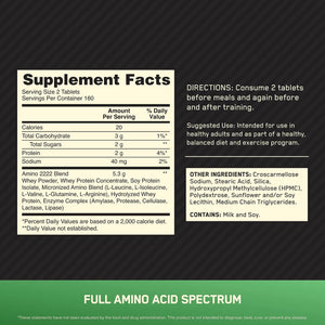Optimum Nutrition Super Amino 2222 Tabs 320 Tabletas Aminoácidos onelastrep.cl