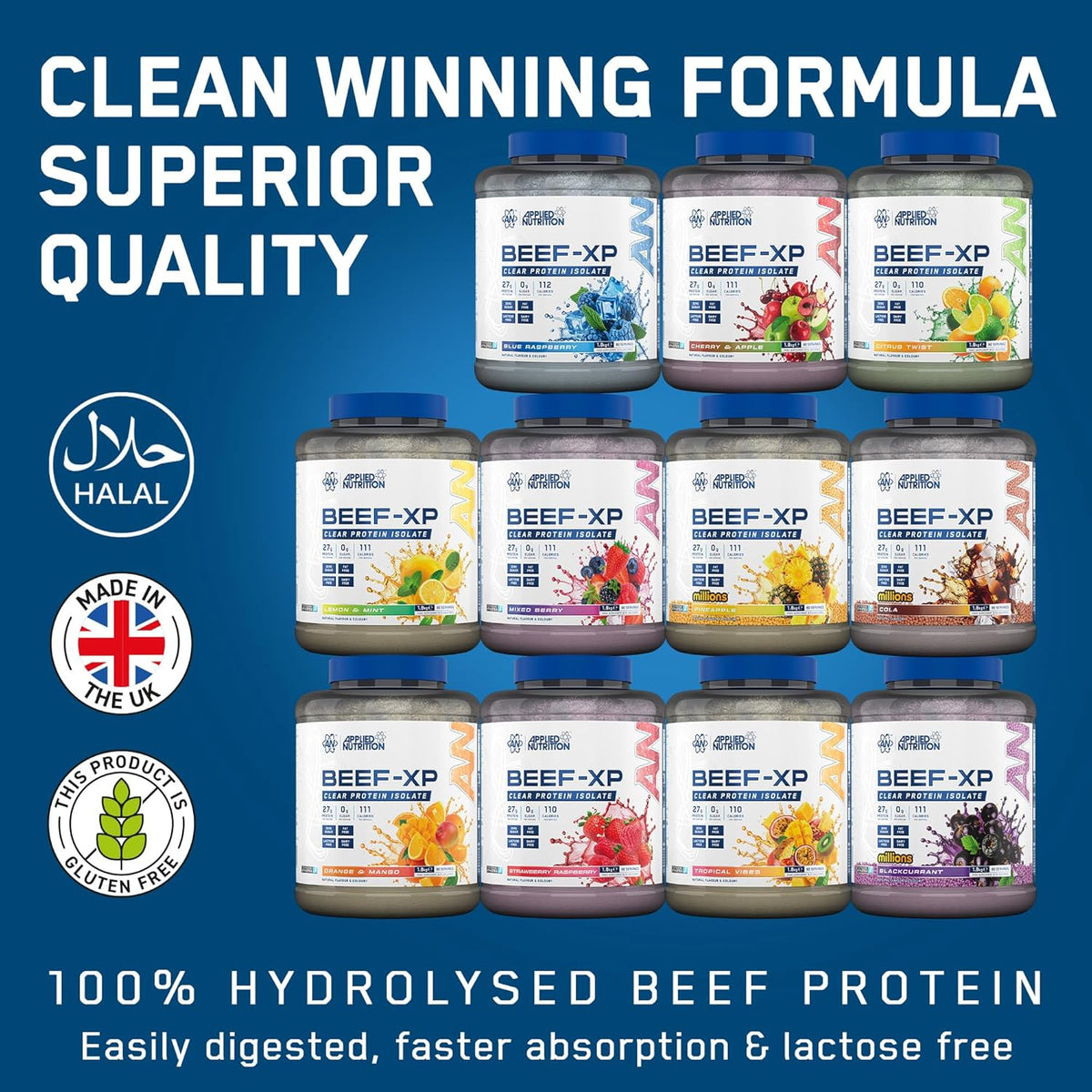 Applied Nutrition Beef‑XP - Clear Hydrolysed Beef Protein Isolate 1.8 kg