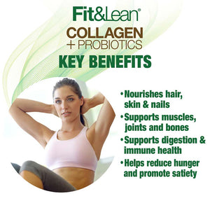 Fit & Lean Collagen + Probiotics Colageno 30 Servicios Colágeno onelastrep.cl