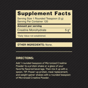 Optimum Nutrition Micronized Creatine Powder 600 Gr Creatinas onelastrep.cl