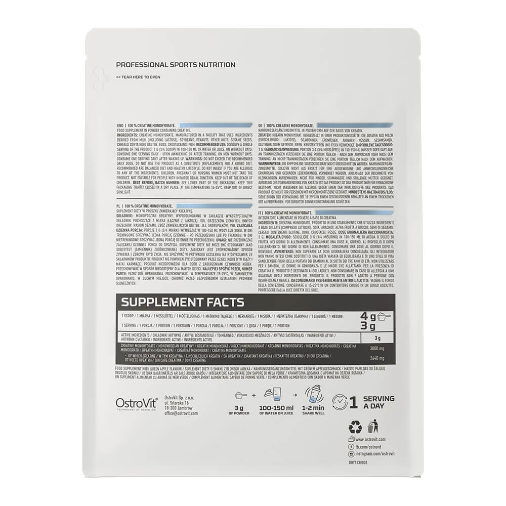 Creatina OstroVit 100% Creatine Monohydrate 300 Gr Natural 
onelastrep.cl
