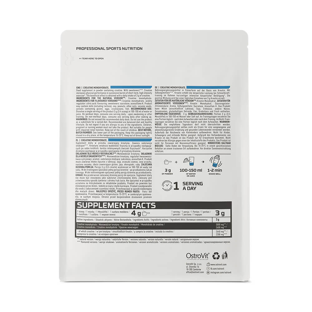 Creatina OstroVit Creatine Monohydrate 500 Gr Natural 
onelastrep.cl