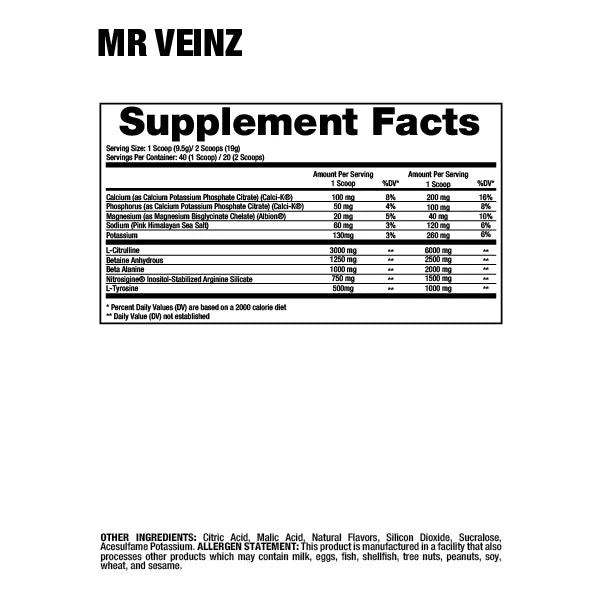 Dragon Pharma MR. VEINZ Stim-Free Pump Pre‑Workout