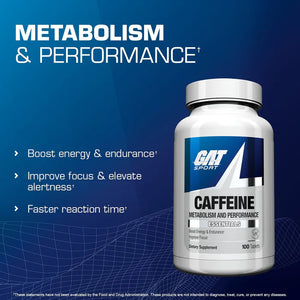GAT Sport Caffeine - 200 mg de Energía Pura [100 Tabletas]