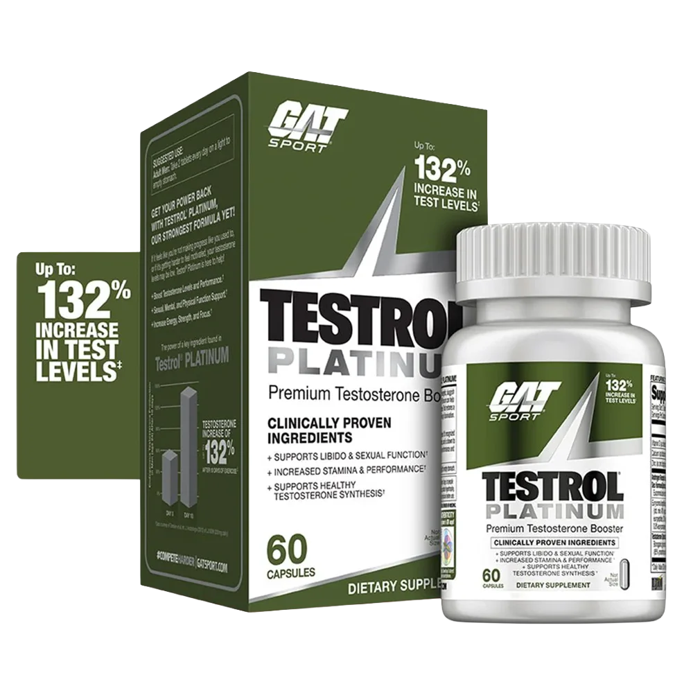 GAT Sport Testrol Platinum - Potenciador de Testosterona Premium [60 Capsulas]