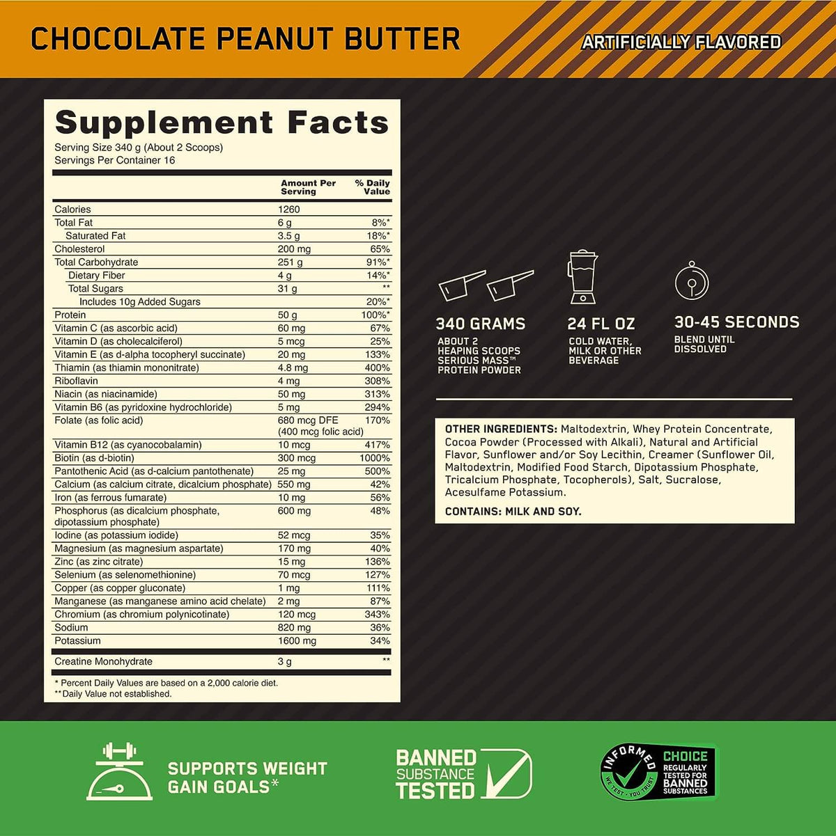 Optimum Nutrition Serious Mass Ganador de Masa 12 Lb Ganador de Masa onelastrep.cl