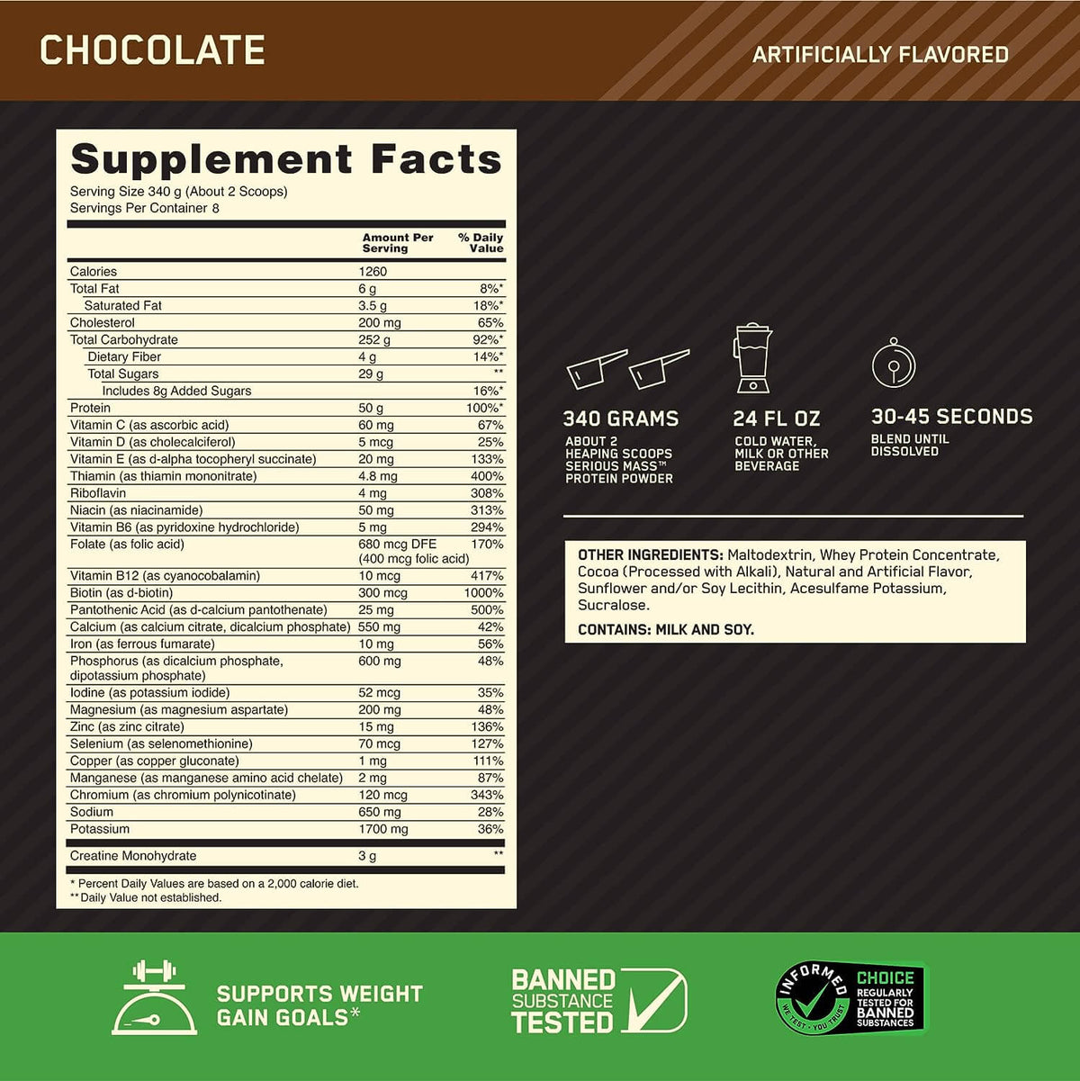 Optimum Nutrition Serious Mass Ganador de Masa 6 Lb Ganador de Masa onelastrep.cl