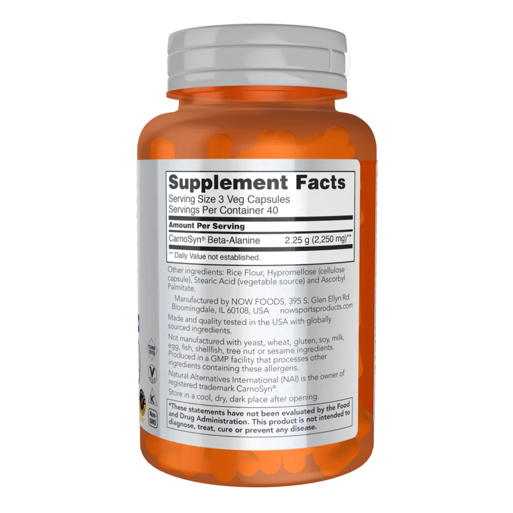 NOW Foods Beta‑Alanine - 750 mg [120 Capsulas Veganas]