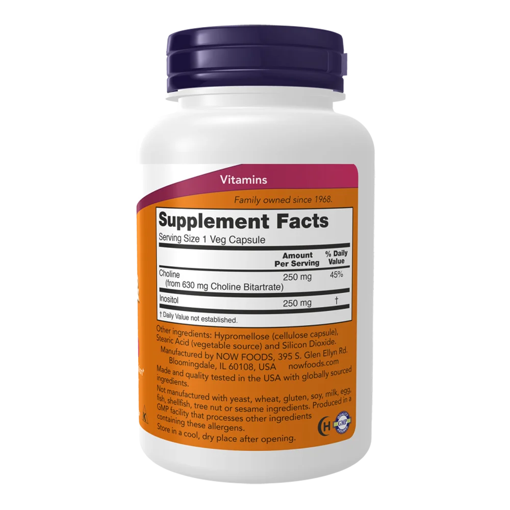 NOW Foods Choline & Inositol - 100 Capsulas Veganas