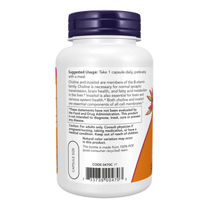 NOW Foods Choline & Inositol - 100 Capsulas Veganas
