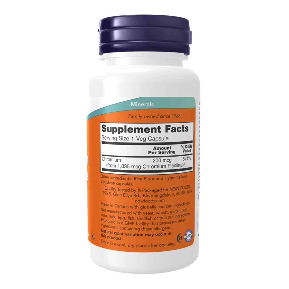 NOW Foods Chromium Picolinate - 200 mcg [100 Capsulas Veganas]