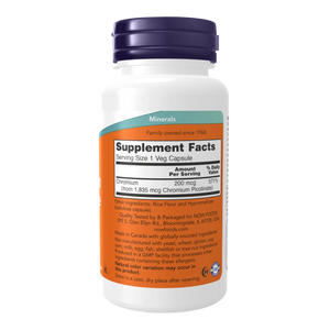NOW Foods Chromium Picolinate - 200 mcg [100 Capsulas Veganas]