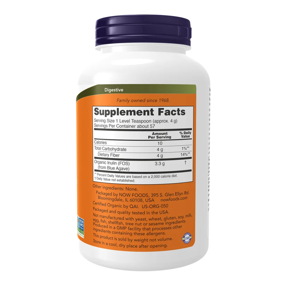 NOW Foods Inulin Prebiotic Pure Powder - Organico 227 g