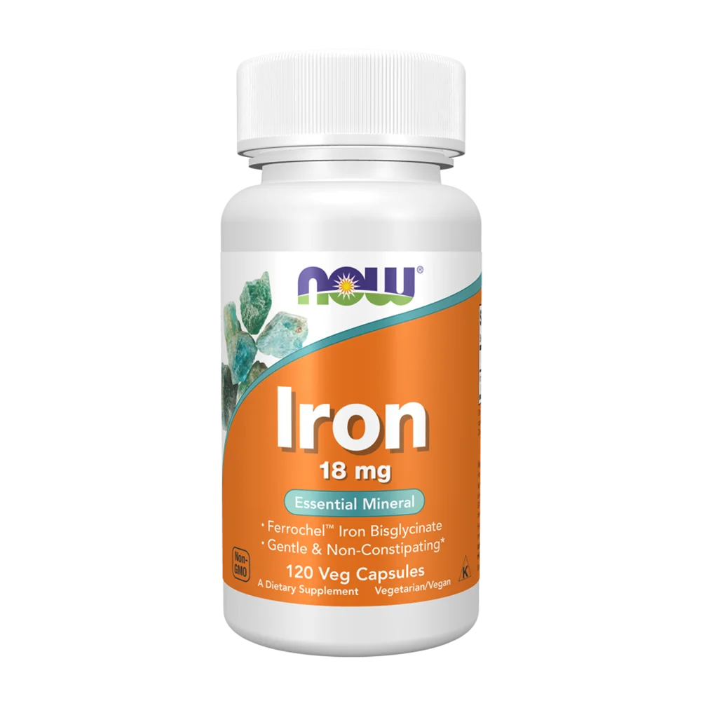 NOW Foods Iron 18 mg - 120 Capsulas Veganas