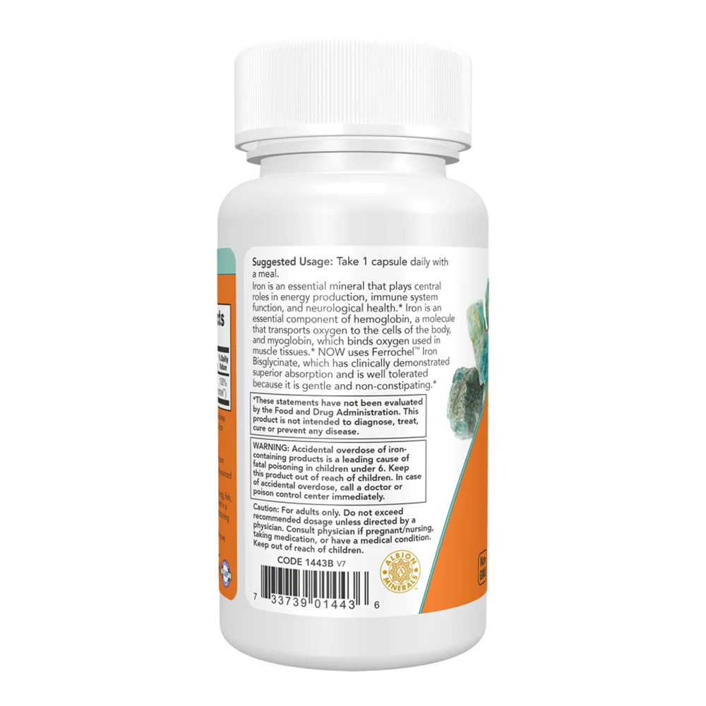NOW Foods Iron 18 mg - 120 Capsulas Veganas
