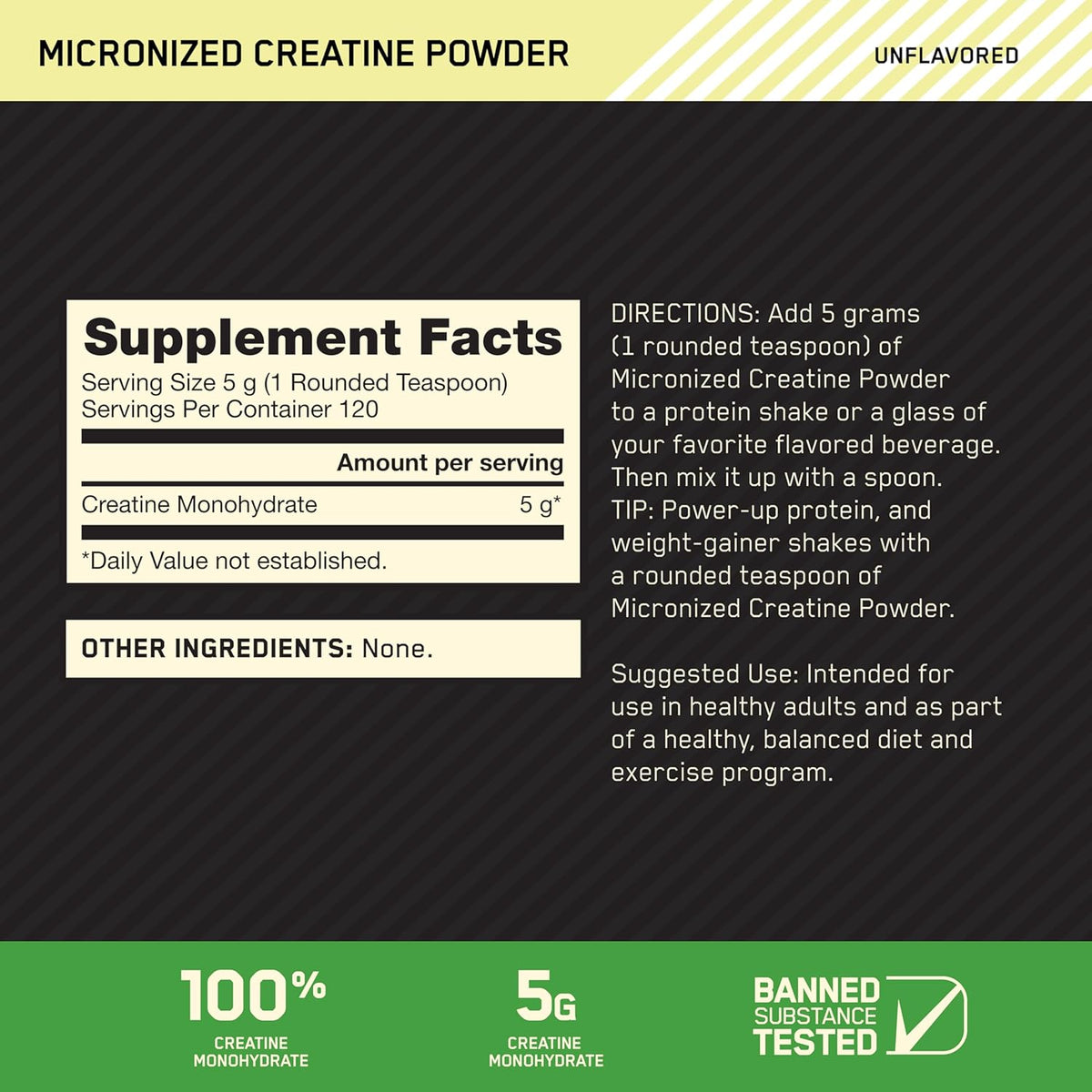 Optimum Nutrition Micronized Creatine Powder 600 Gr