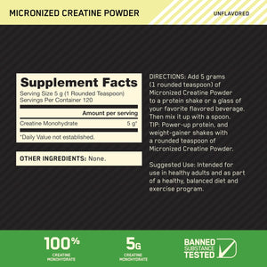Optimum Nutrition Micronized Creatine Powder 600 Gr