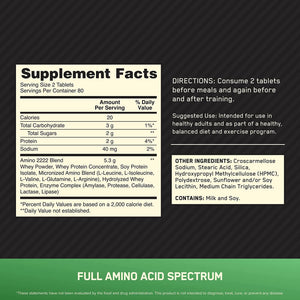 Optimum Nutrition Super Amino 2222 Tabs 160 Tabletas Aminoácidos onelastrep.cl