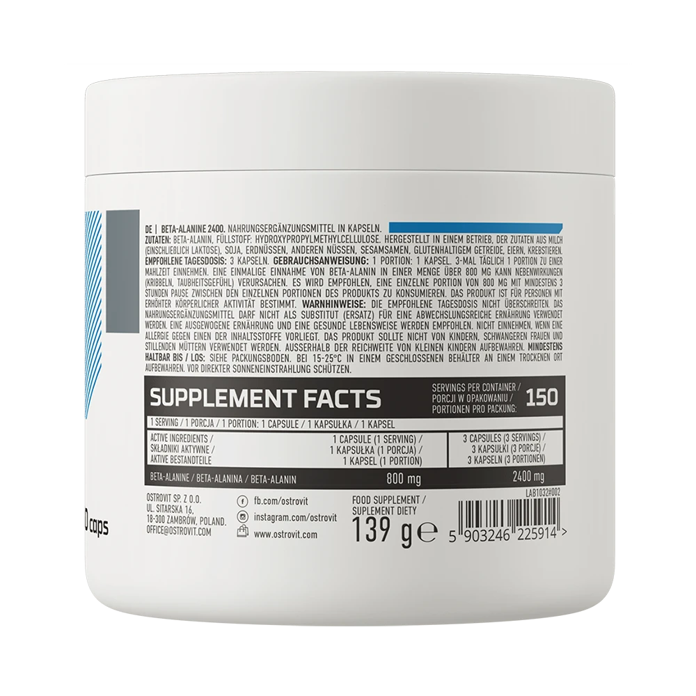 OstroVit Beta‑Alanine 2400 mg [150 Capsulas]