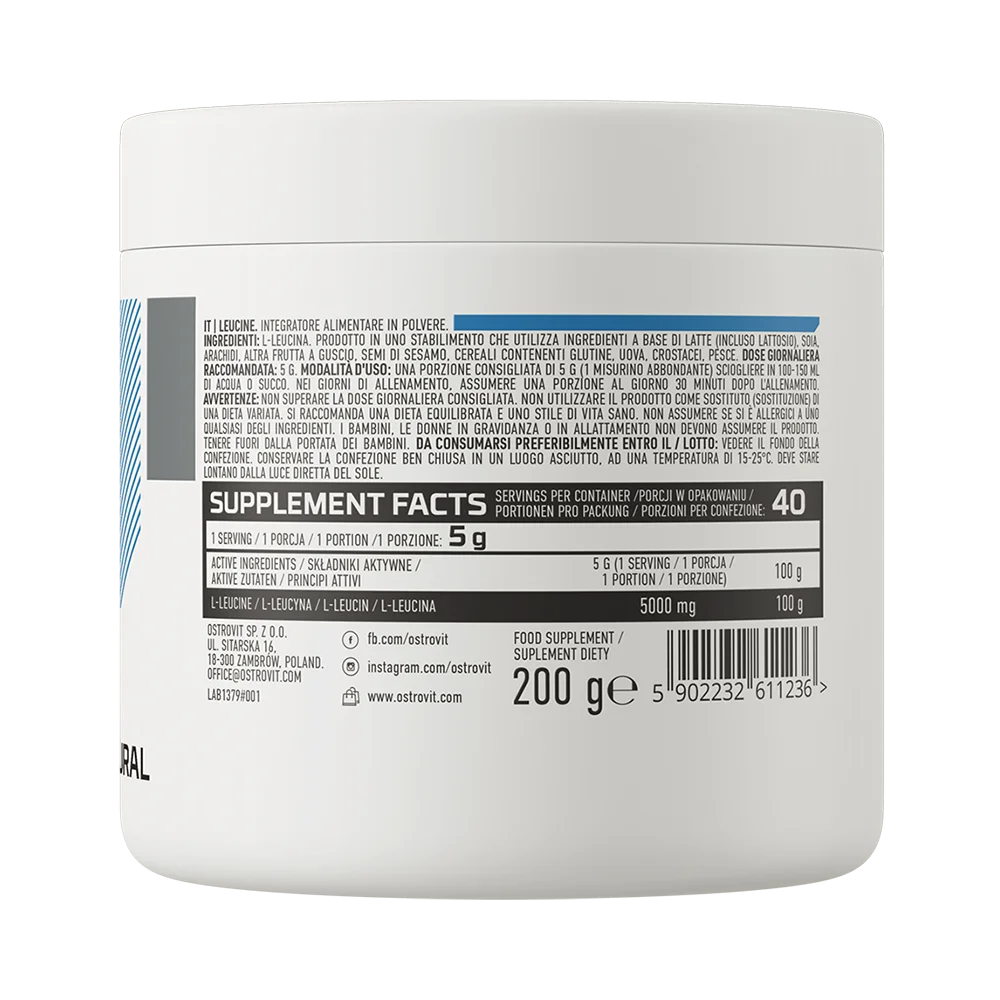 OstroVit L-Leucina Pura – 200 g [Sabor Natural / Pure]