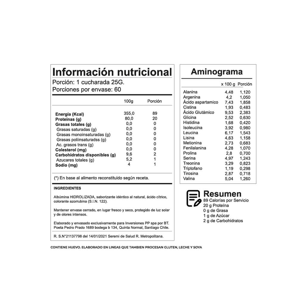 Proteina Hidrolizada de Huevo Protegg 60 Servicios