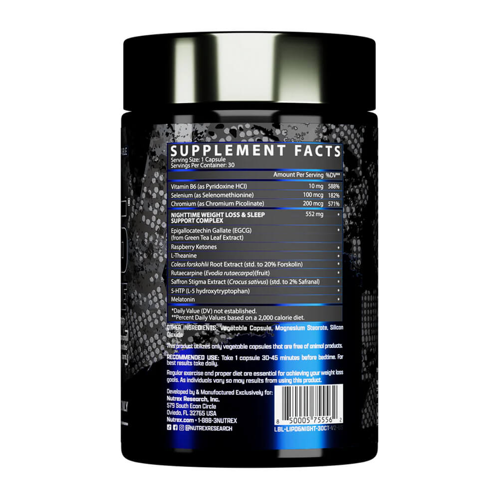 Nutrex Lipo-6 Nighttime Quemador de Grasa Nocturno 30 Caps USA