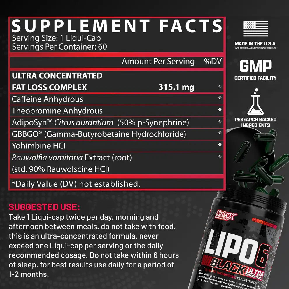 Nutrex Lipo-6 Black UC Quemador de Grasa 60 Caps USA