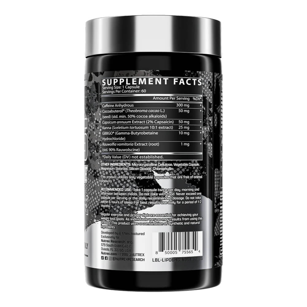 Nutrex Lipo-6 Hardcore Quemador de Grasa 60 Capsulas