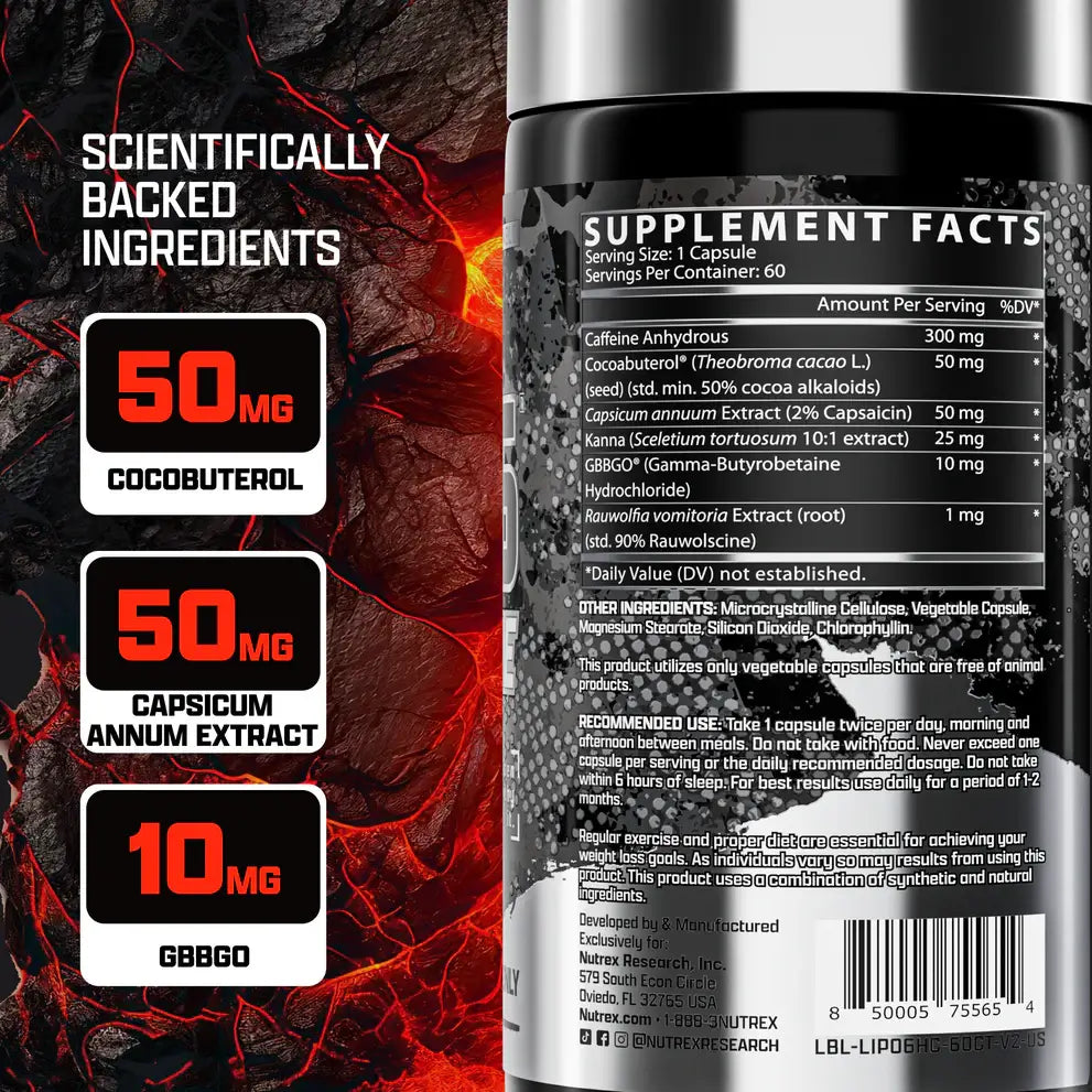 Nutrex Lipo-6 Hardcore Quemador de Grasa 60 Capsulas