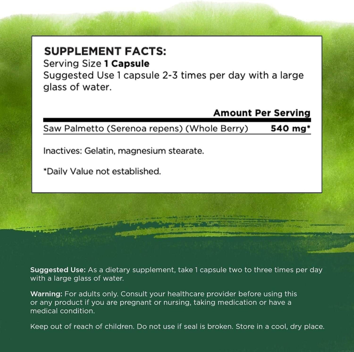 Swanson Full Spectrum Saw Palmetto - 540 mg [100 Capsulas Veganas]