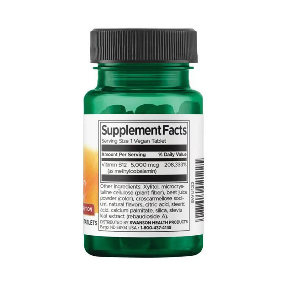 Swanson Vitamin B12 Methylcobalamin - High Absorption 5000 mcg [60 tabletas]