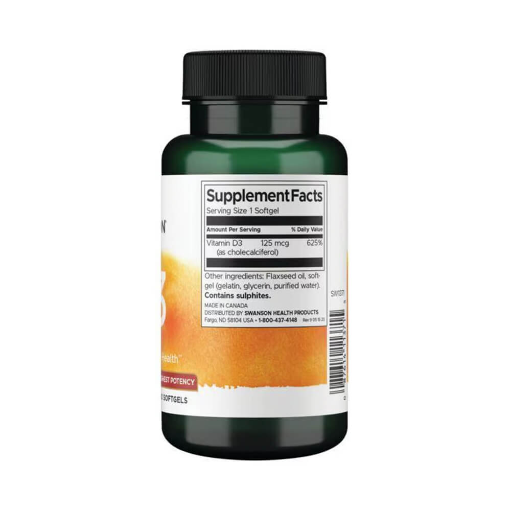 Swanson Vitamin D3 - Highest Potency 5000 IU [250 Softgels]