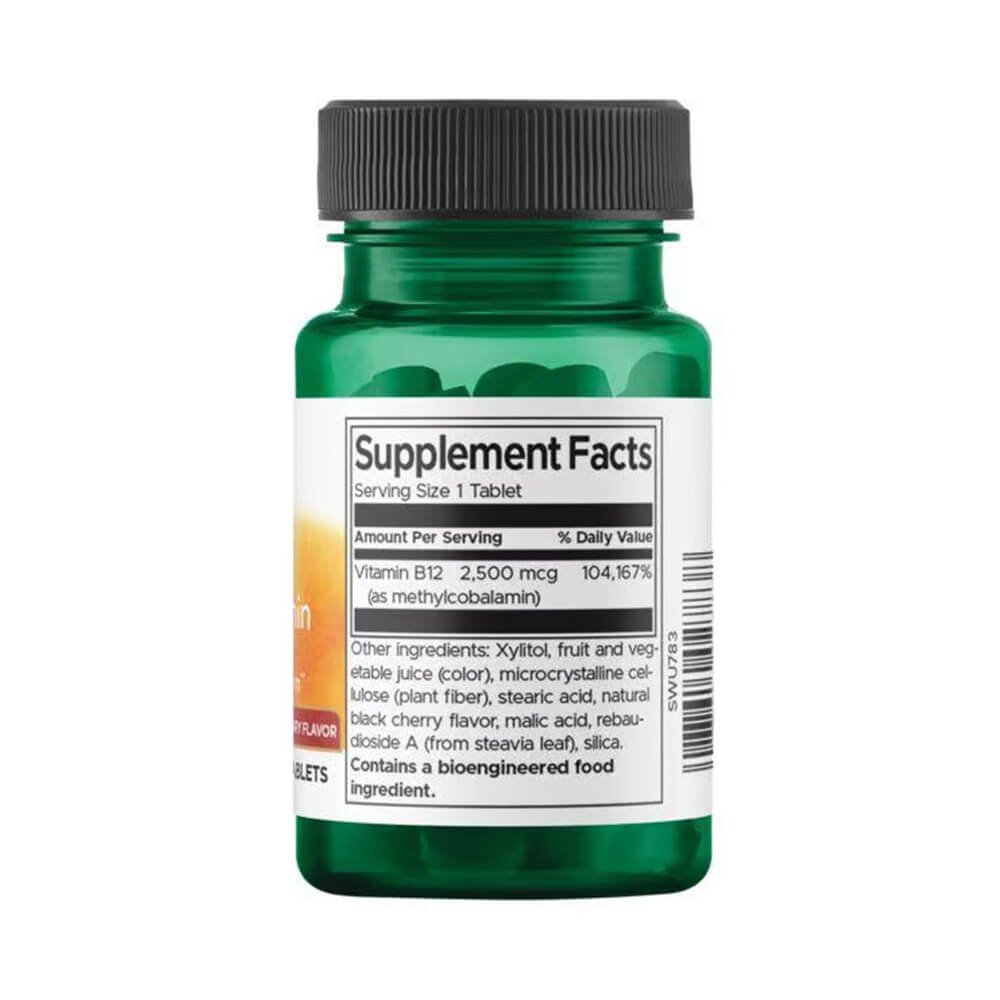 Swanson Vitamin B12 Methylcobalamin - Natural Black Cherry Flavored 2,500 mcg (60 tabletas)