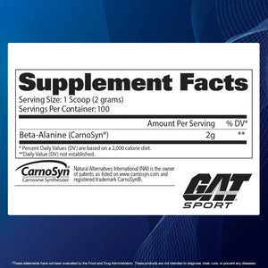 GAT Sport Beta-Alanine 100 Servicios Beta-Alanina onelastrep.cl