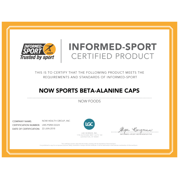NOW Foods Beta‑Alanine - 750 mg [120 Capsulas Veganas]