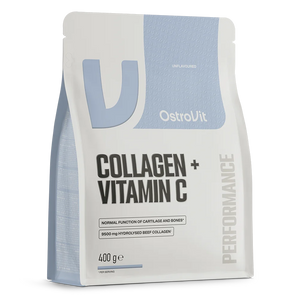 Bolsa de colágeno hidrolizado con vitamina C OstroVit 400 g sabor natural sin sabor en ángulo