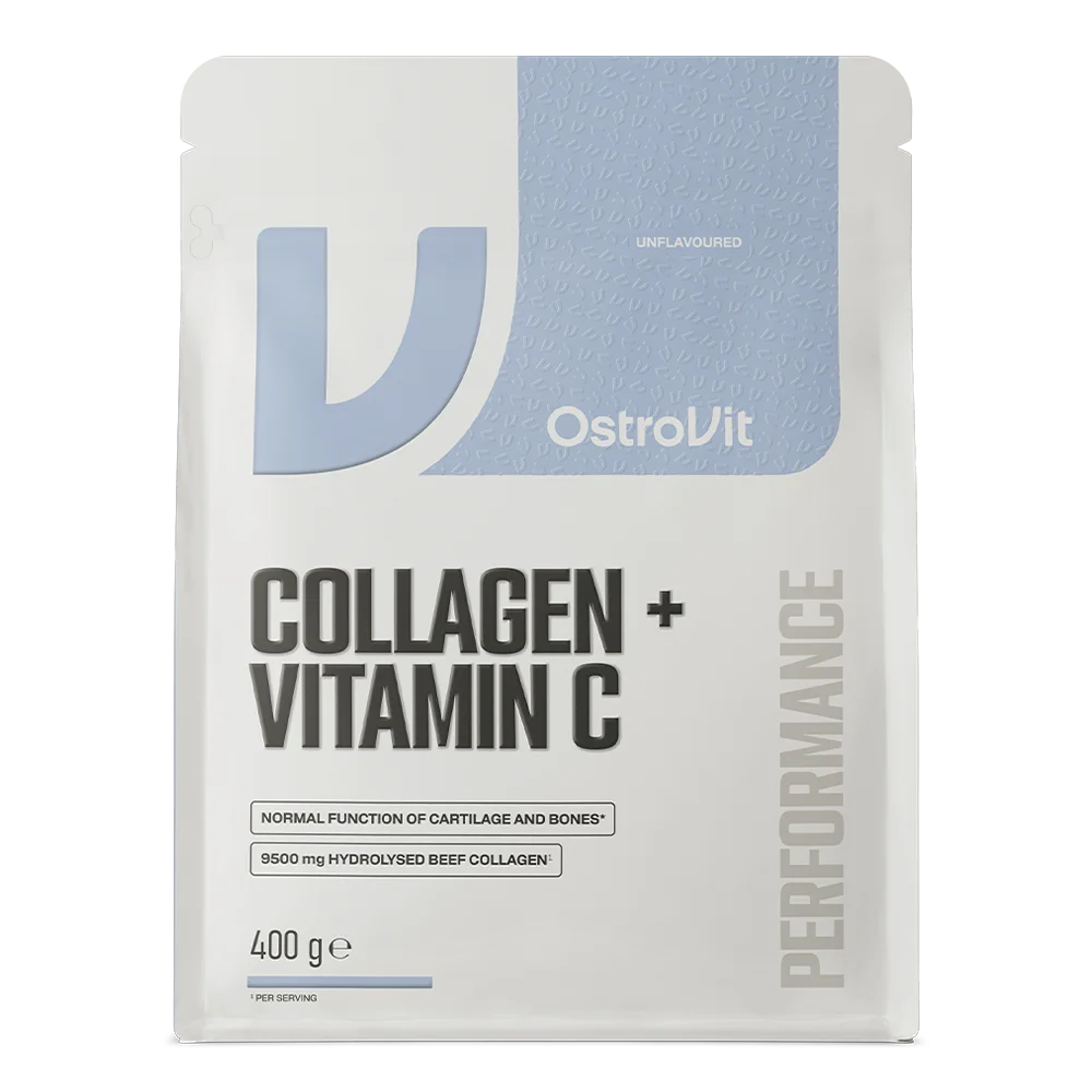 Vista frontal del empaque de OstroVit Collagen con Vitamina C 400 g sabor natural