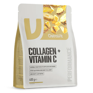 Bolsa de colágeno con vitamina C en polvo OstroVit 400 g sabor piña en ángulo