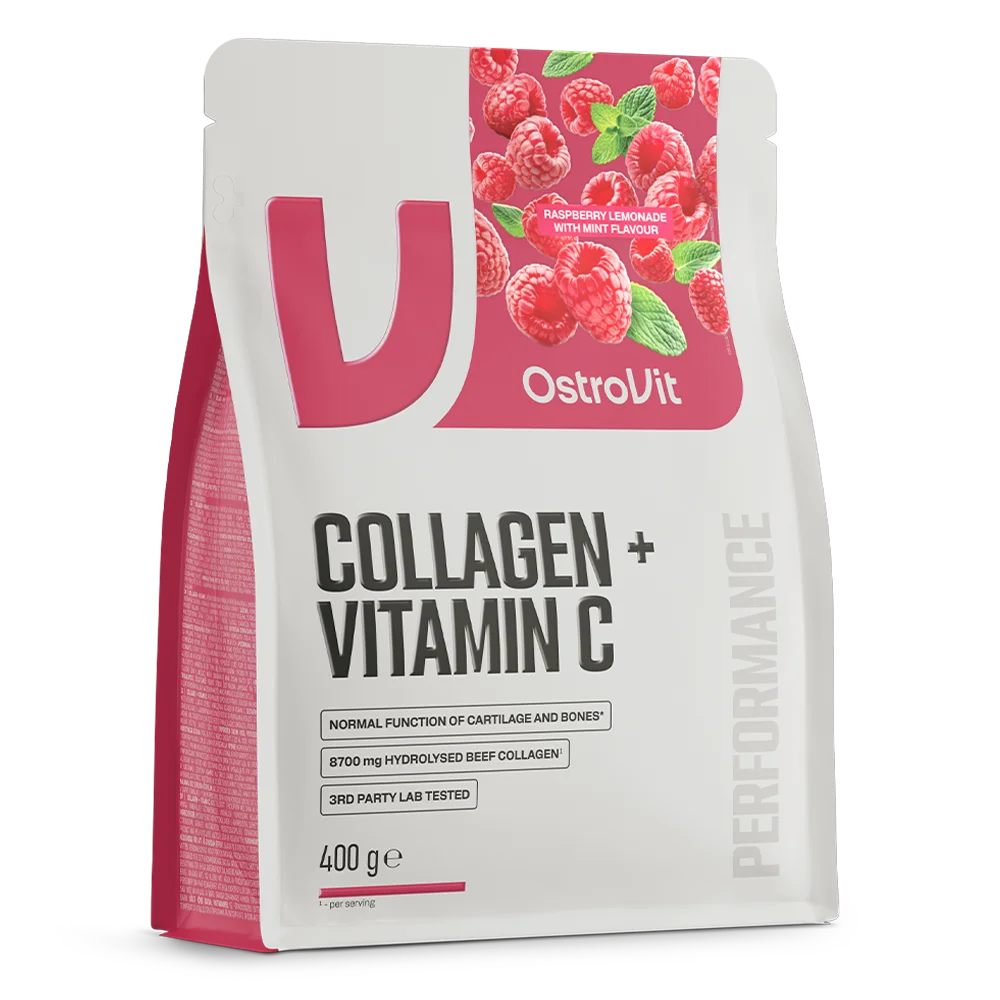 Bolsa de colágeno articular OstroVit 400 g sabor frambuesa limonada y menta en perspectiva