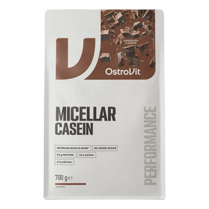 Vista frontal del empaque de OstroVit Caseína Micelar 700 g sabor chocolate