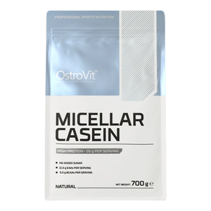 Vista frontal del empaque de OstroVit Caseína Micelar 700 g versión natural pure