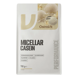 Vista frontal del empaque de OstroVit Caseína Micelar 700 g sabor vainilla