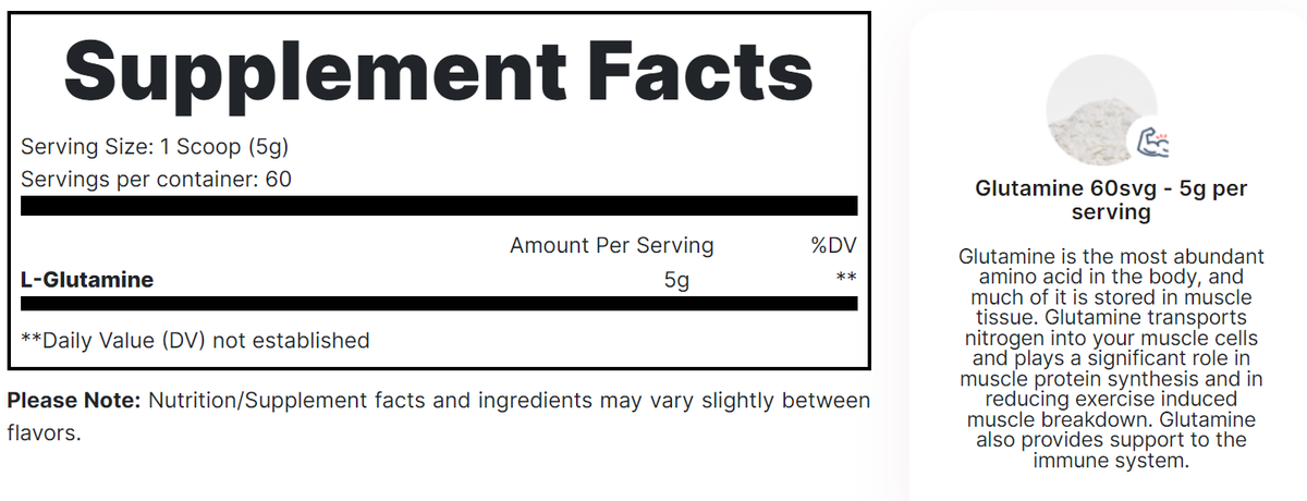 REDCON1 Glutamine 300 Gr Glutaminas onelastrep.cl