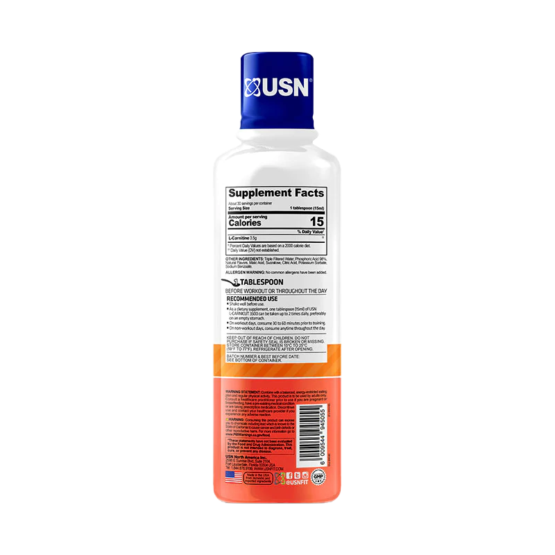 USN L-Carnicut 3500 Liquid Quemador de Grasa 450 mL Quemador de Grasa Lipotrópico onelastrep.cl