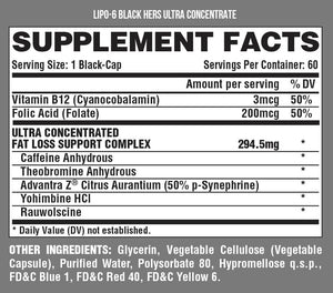 Nutrex Lipo-6 Black Hers UC Quemador de Grasa Mujer 60 Capsulas Quemador de Grasa Termogénico onelastrep.cl