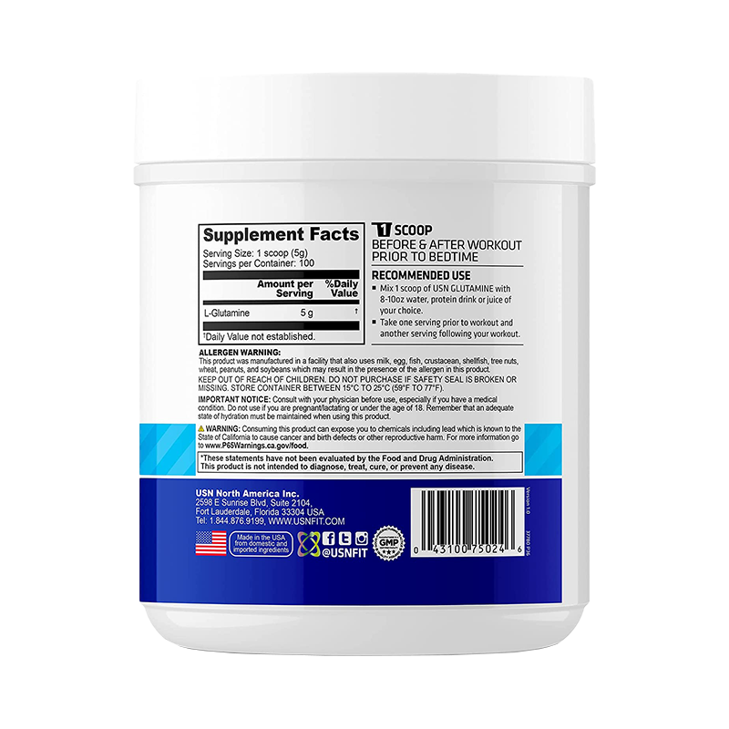USN Pure Glutamine 300 Gr Glutaminas onelastrep.cl