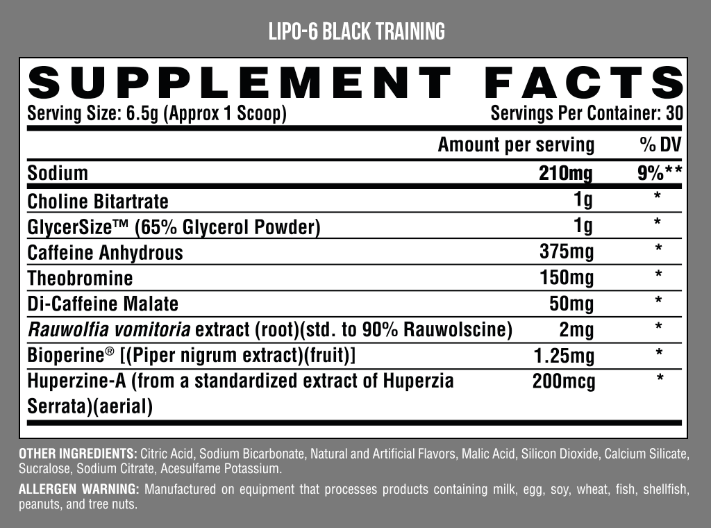 Nutrex Lipo-6 Black Training Pre-Workout 30 Servicios Pre-Workout onelastrep.cl