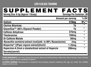 Nutrex Lipo-6 Black Training Pre-Workout 30 Servicios Pre-Workout onelastrep.cl